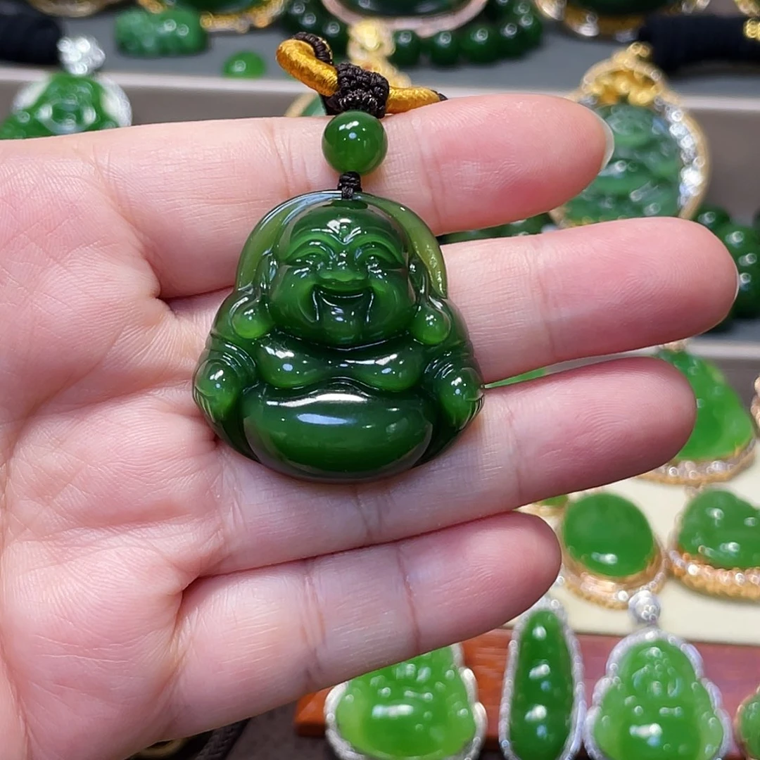 和田玉（碧玉）颈饰未镶嵌?*帝王绿佛公35