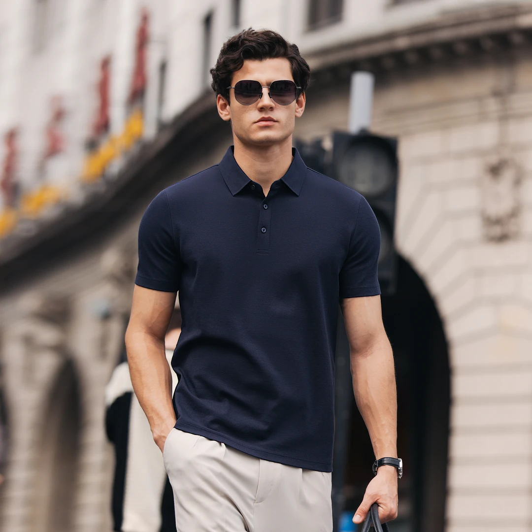 2025夏男士短袖polo衫透气凉感无痕免烫商务索罗娜翻领上衣T恤男