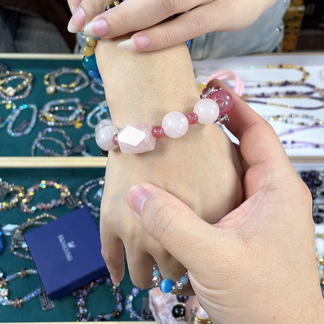 水晶手链银S925镀金镶嵌