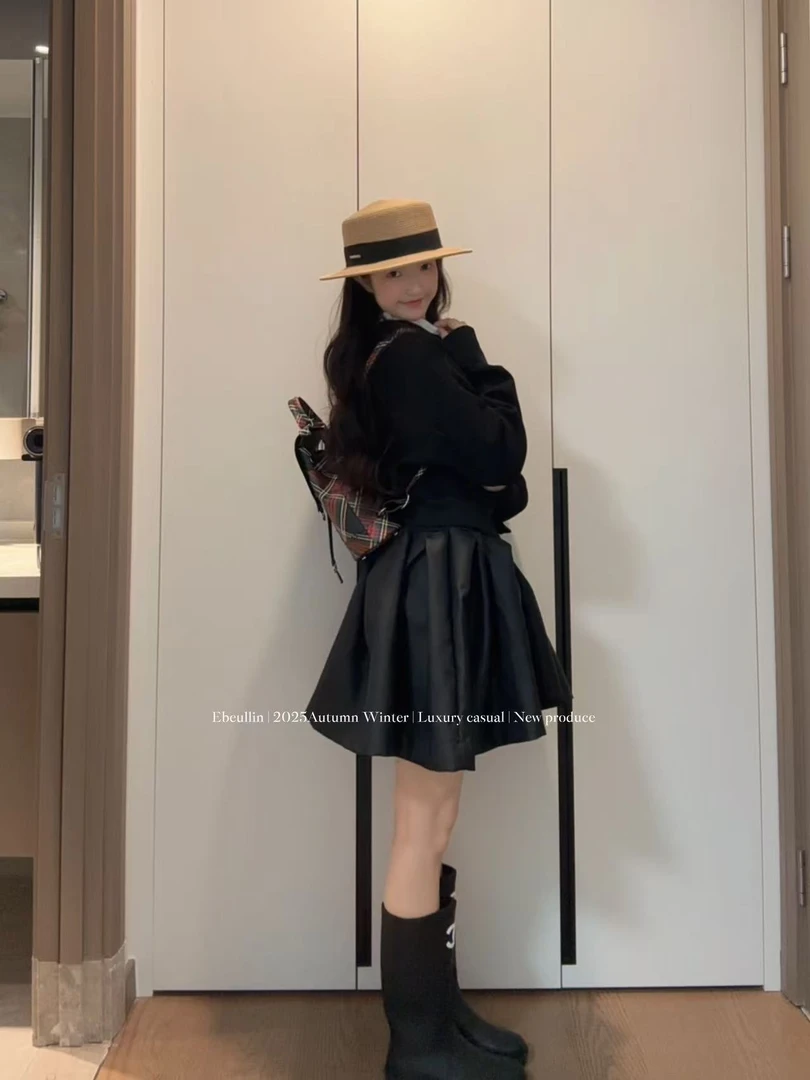 【Ebeullin自制】赫本拼色针织外套开衫  e346