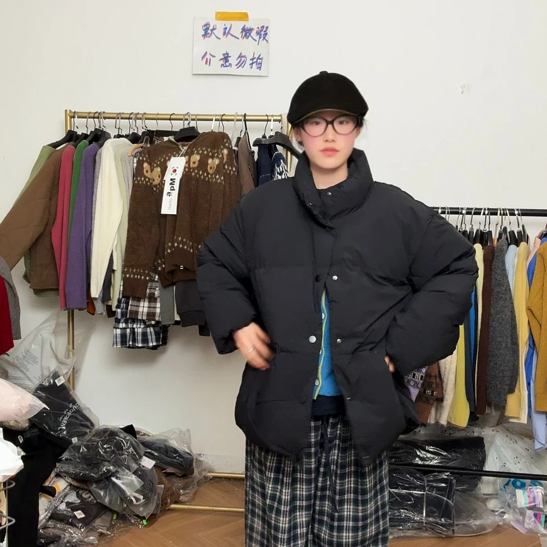 K154kj黑色短款L码鹅绒