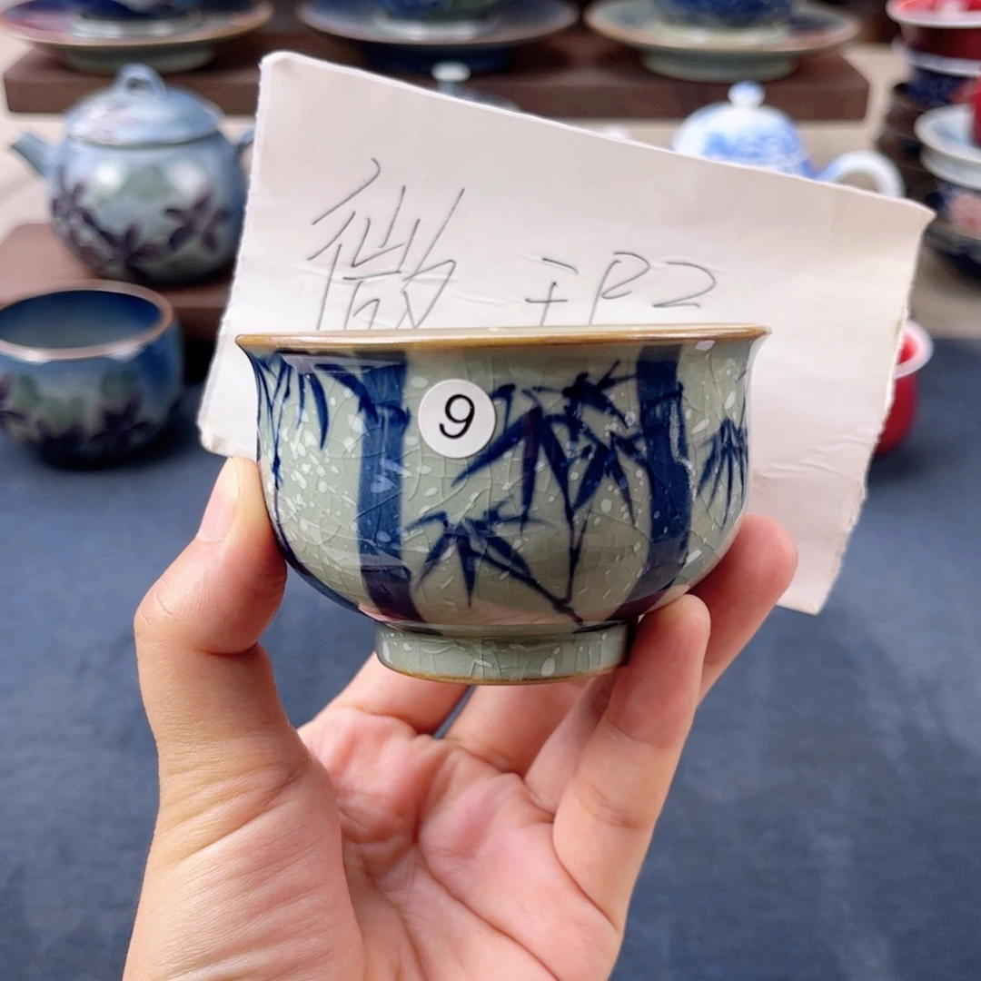 杯景德镇柴窑手绘青花主人杯