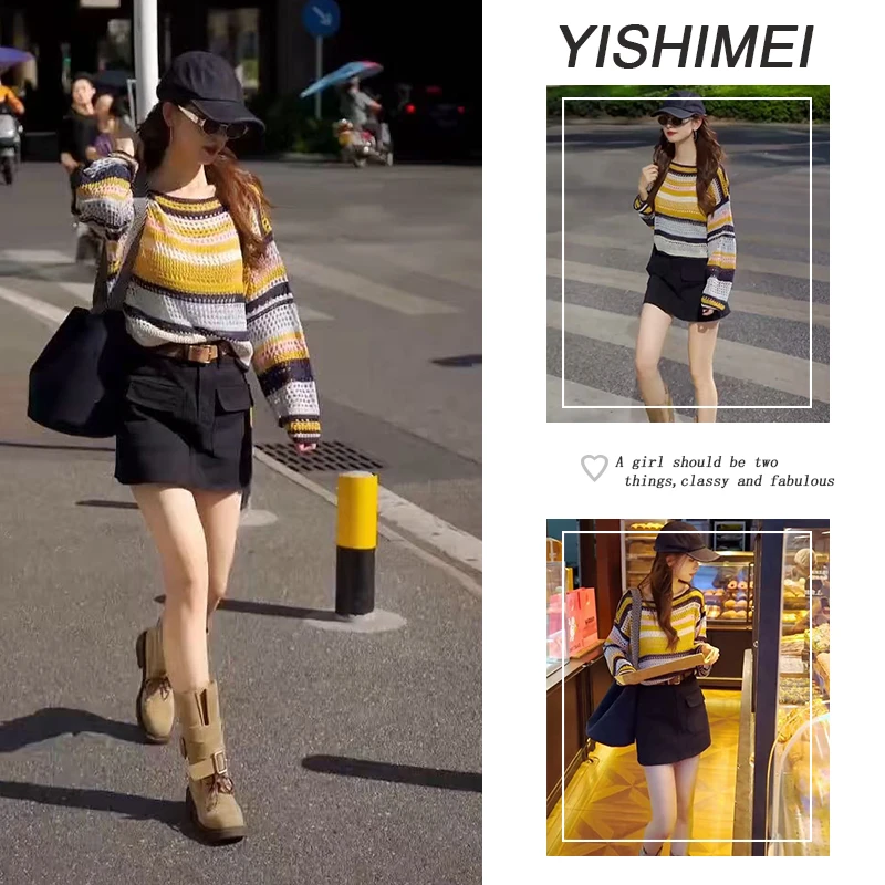 今年流行穿搭一整套2025新款圆领针织衫上衣百搭显瘦短裙两件套