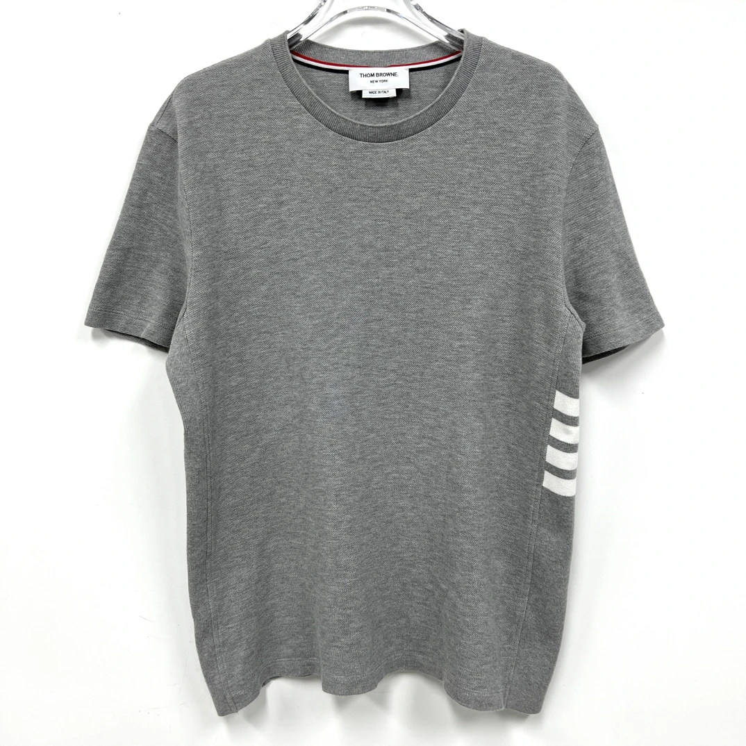 99新 THOMBROWNE 汤姆布朗 TB四条纹灰色圆领短袖 3码/8028/