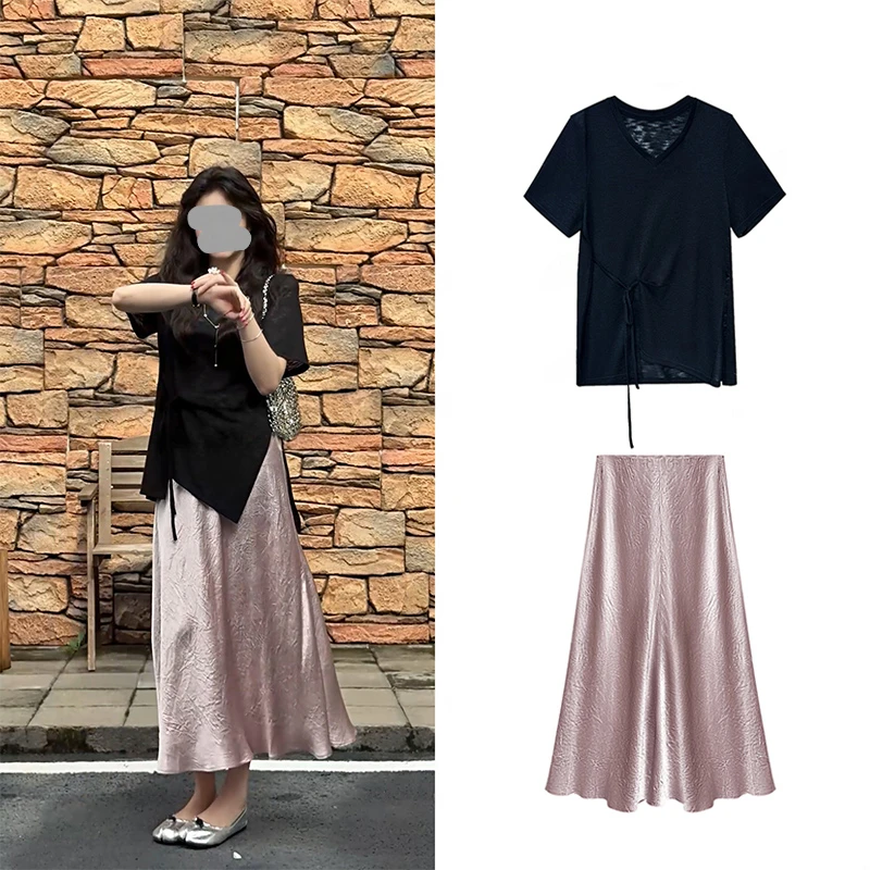 时尚套装裙2025韩版名媛洋气宽松开叉高级感夏日绝美穿搭一整套女