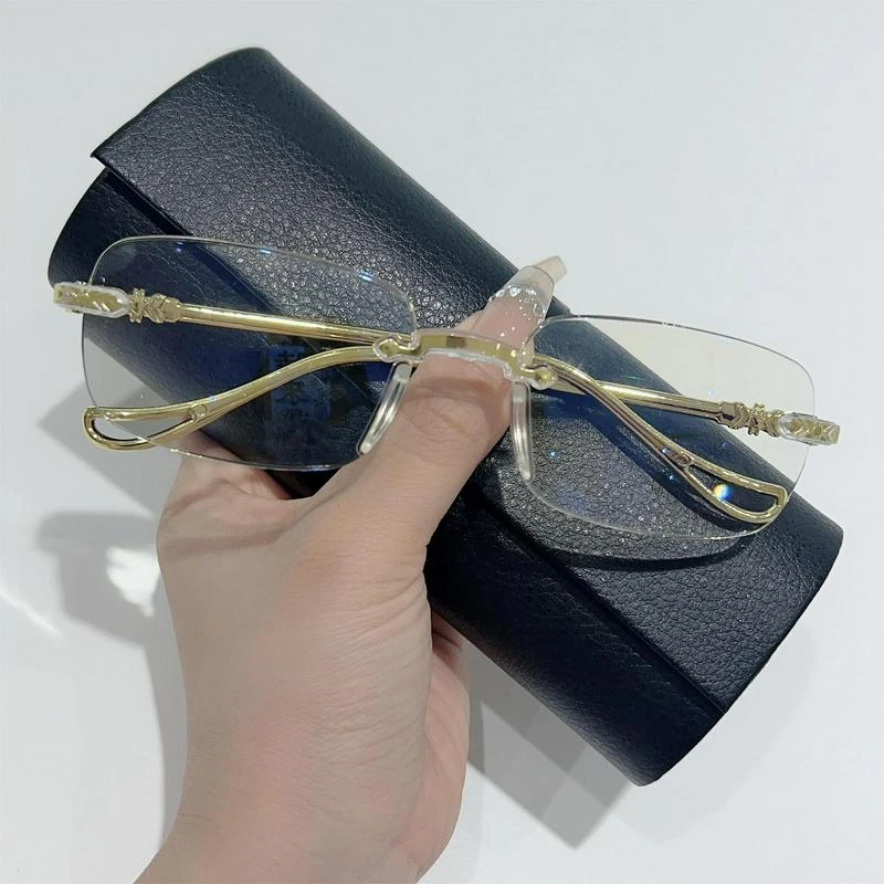 高档无框老花镜男超轻时尚防蓝光防辐射高清中老年老光老视眼镜女