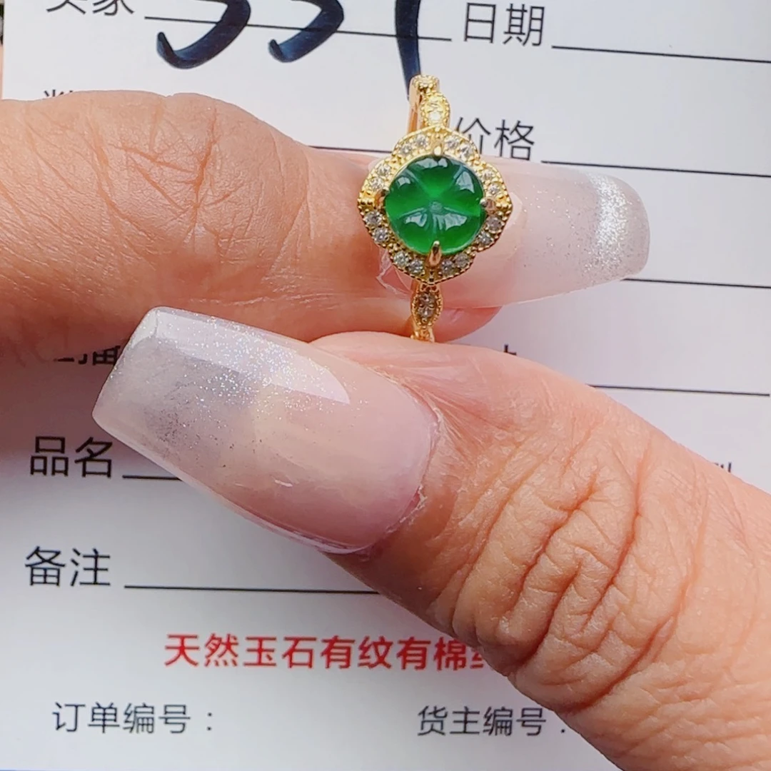 翡翠戒指银S925镶嵌戒指