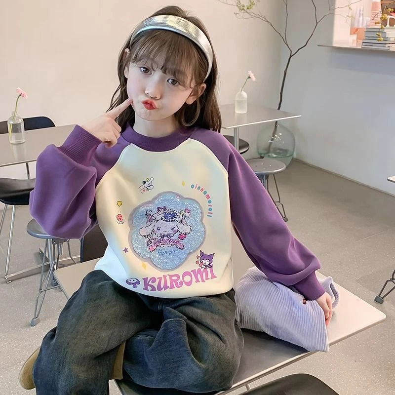 女童卫衣春装2025新款秋季衣服洋气小女孩可变亮片儿童春秋款上衣