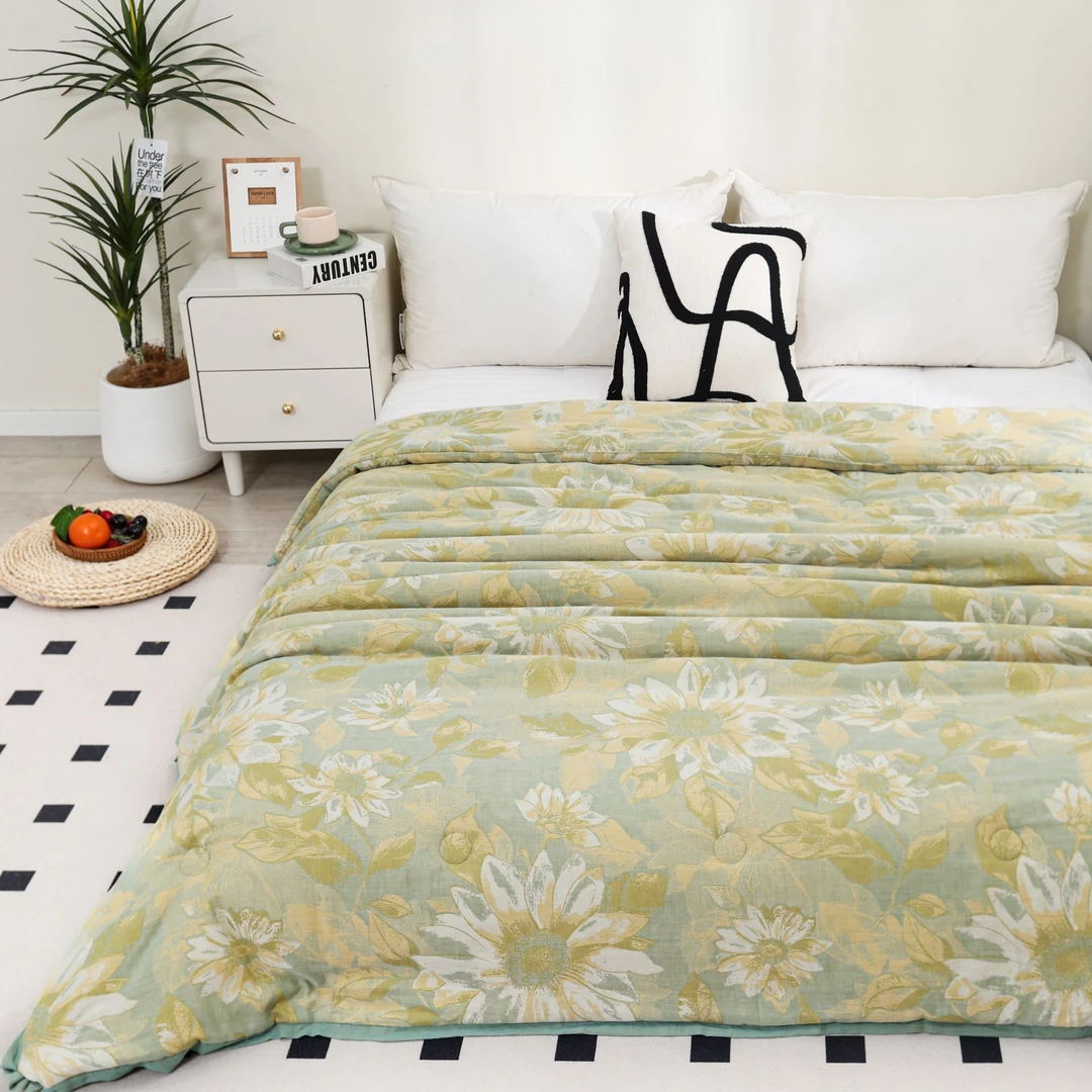 【向阳花开】200*230cm高端加厚双层纱柔软有氧被可机洗秋冬驼 绒被