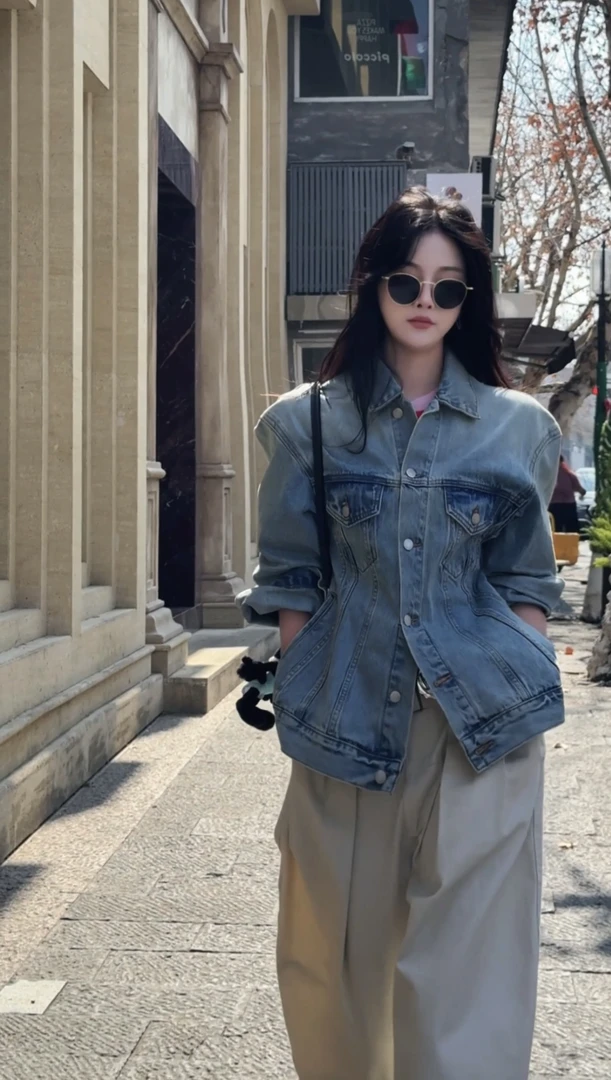 SISTER姐妹家【时尚赫本】早春复古水洗质感休闲收腰帅气牛仔外套女