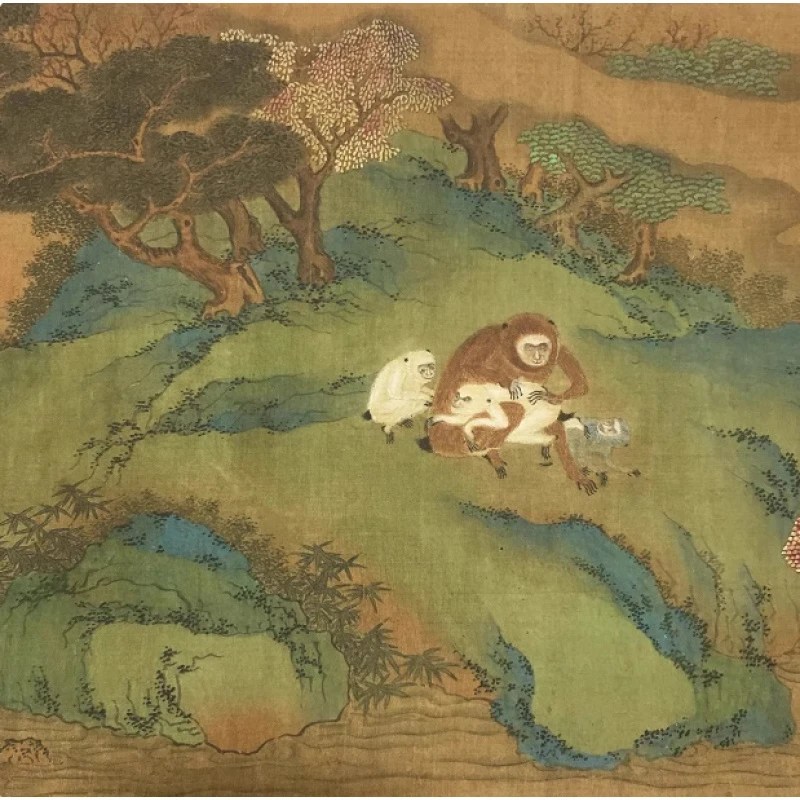 [高清复刻]明·仇英·《猿戏图》长卷，馆藏级艺术微喷工艺装饰画