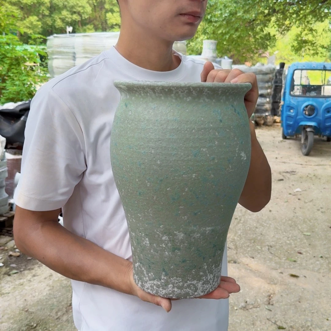 紫砂花盆口20高31（一个美人鱼浅色沈