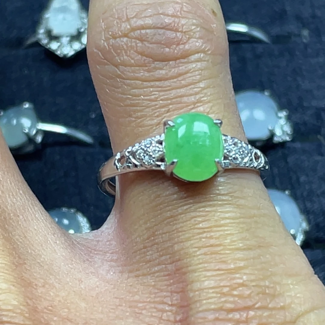 翡翠银S925镶嵌戒指