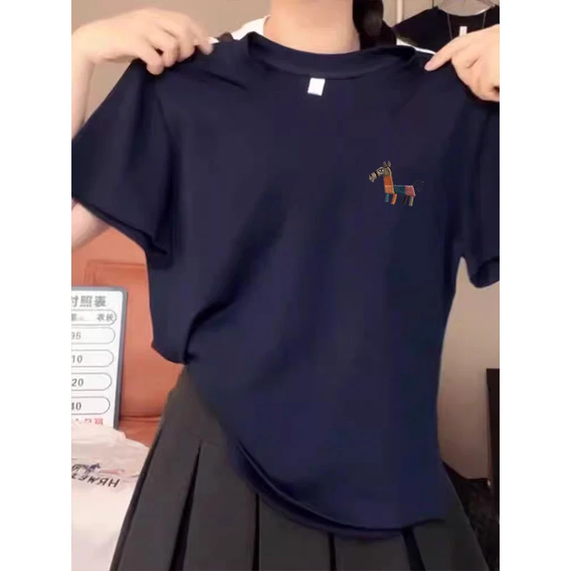 常规圆领正肩t恤女2025新款时尚休闲百搭显瘦薄款打底衫上衣夏季