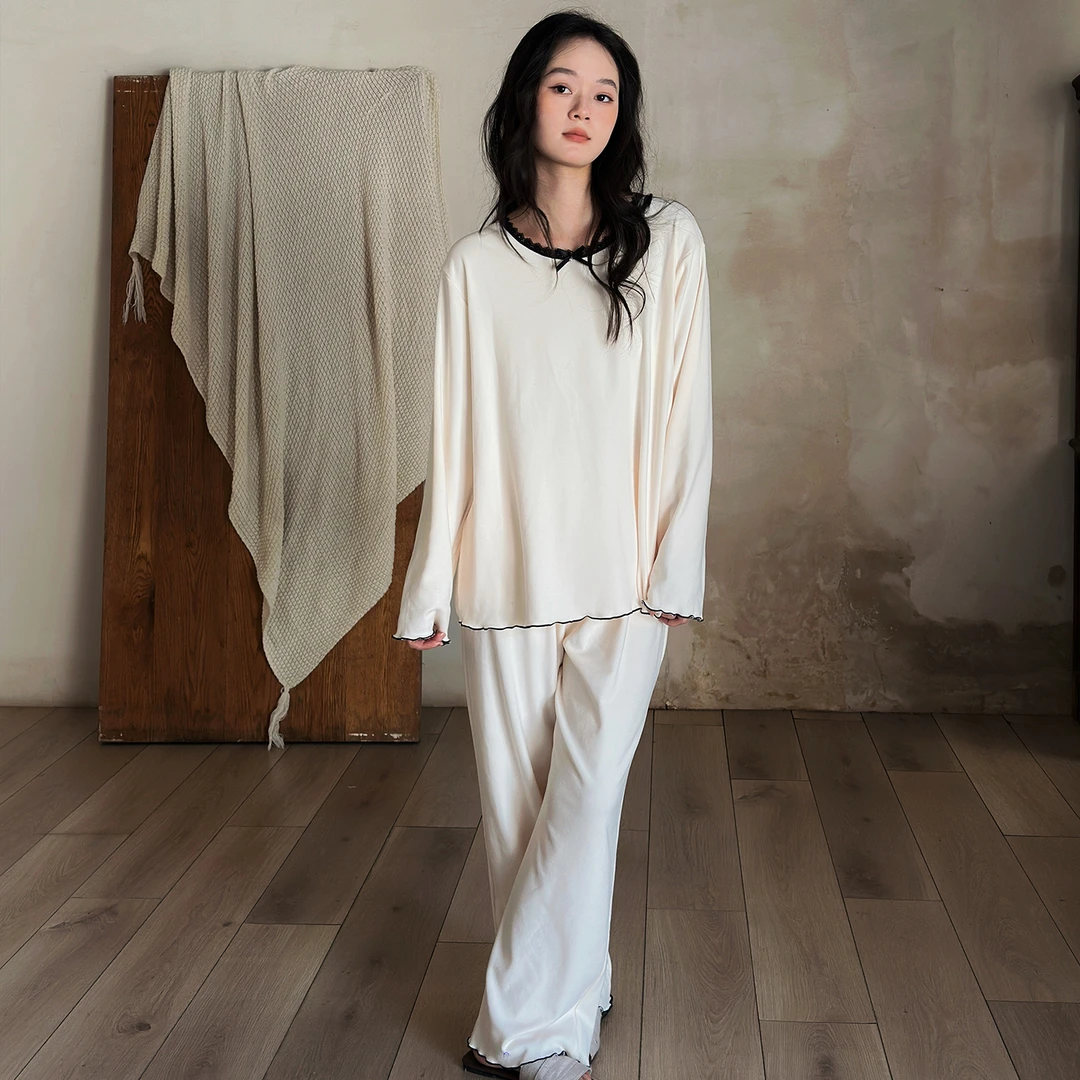 及好新款德绒睡衣女春秋季薄绒保暖长袖可外穿家居服秋冬款套装