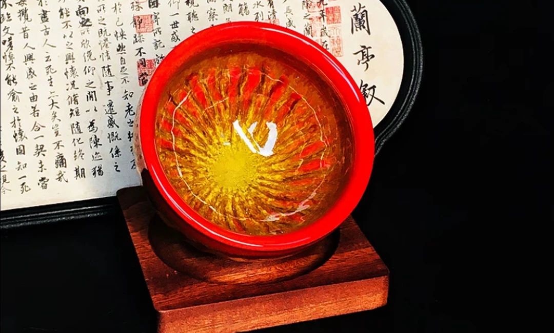 高端茶器金红太阳花主人盏