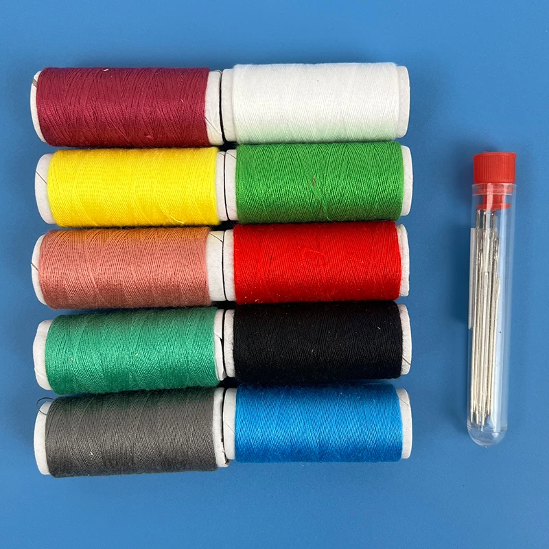 10种多色线卷 大眼手缝针 家用手工缝衣线 针线套装缝纫线