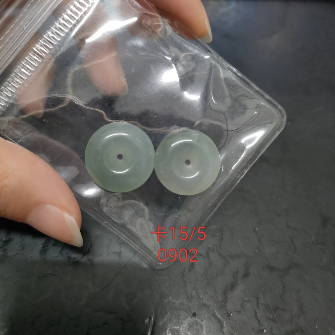 天然翡翠A货冰透平安扣一对