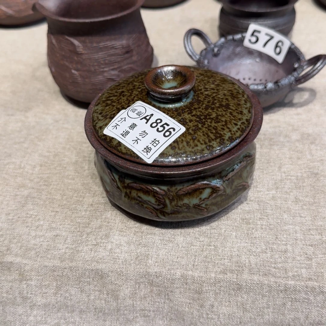 轻***山粗瓷茶具素色盖碗