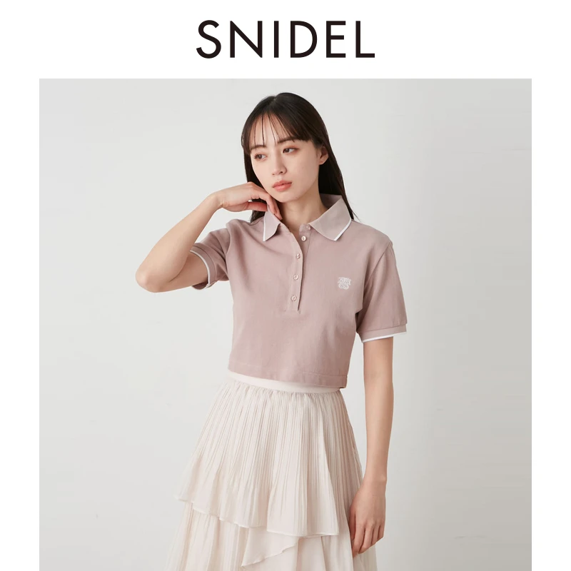 【CC王专属】SNIDEL拼色刺绣短露腰polo衫短袖T恤SWCT242117