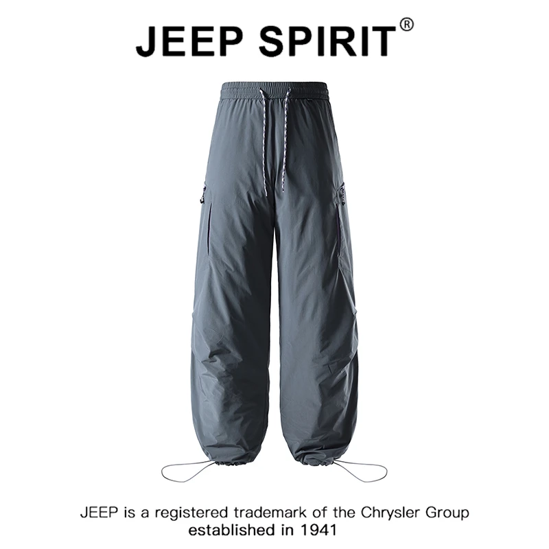 JEEPSPIRIT吉普美式休闲羽绒裤男冬季户外宽松保暖直筒束脚滑雪裤