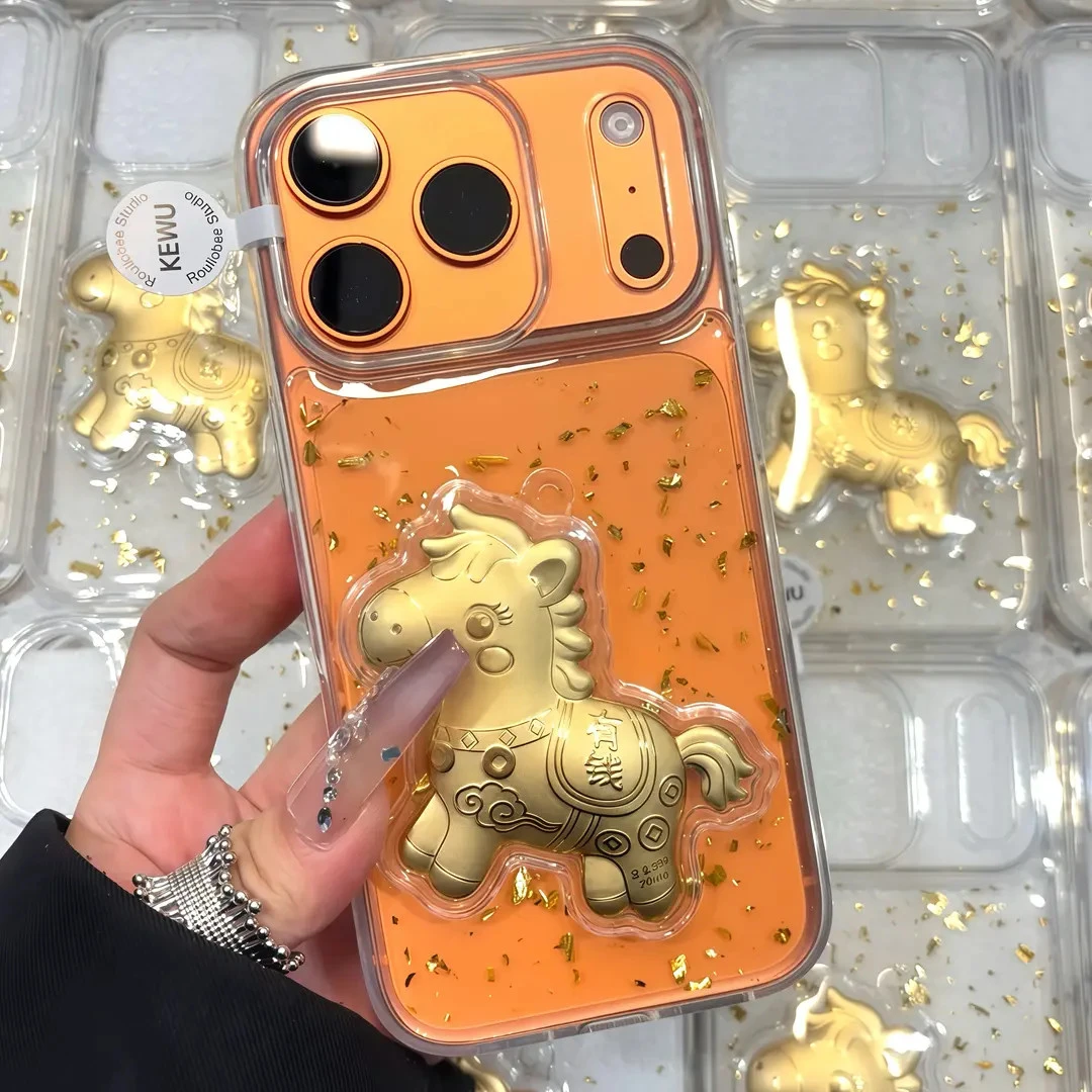 马上有钱立体滴胶适用苹果16/17promax手机壳iPhone15透明14/13潮