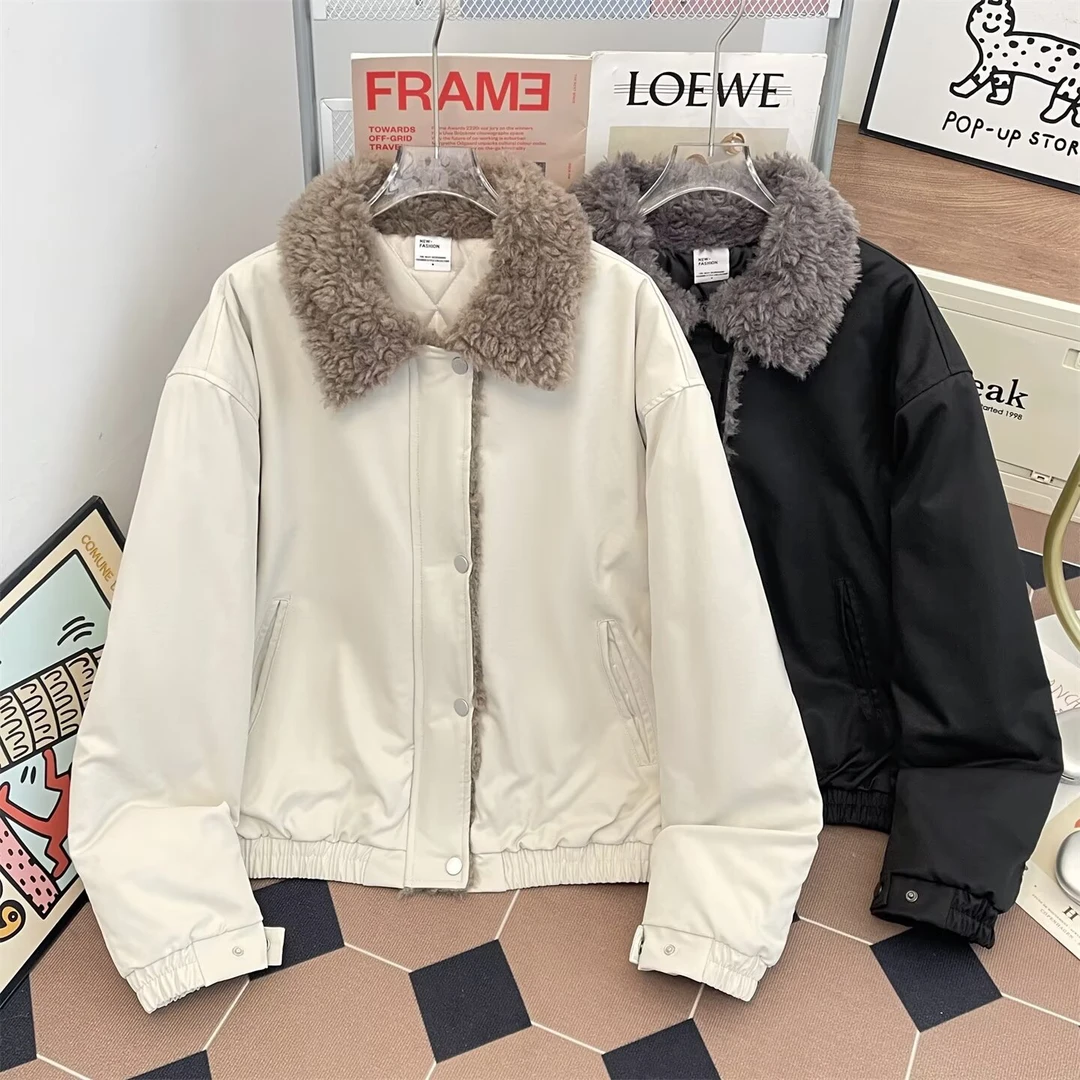 Y320 美式复古毛领夹棉夹克棉服男冬季加厚保暖御寒复古棉衣外套