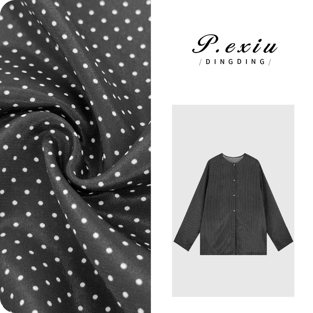 PanYiXiu/潘依绣【波点律动】100-人丝-波点圆领丝滑衬衣W-62986