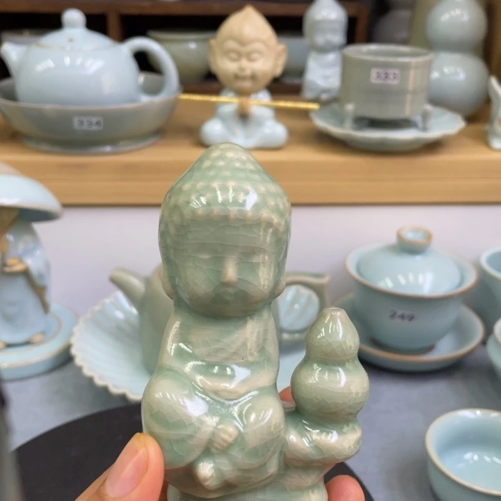 杯子微瑕豆绿茶宠佛童