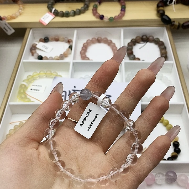 水晶未镶嵌手链白水晶+海蓝宝