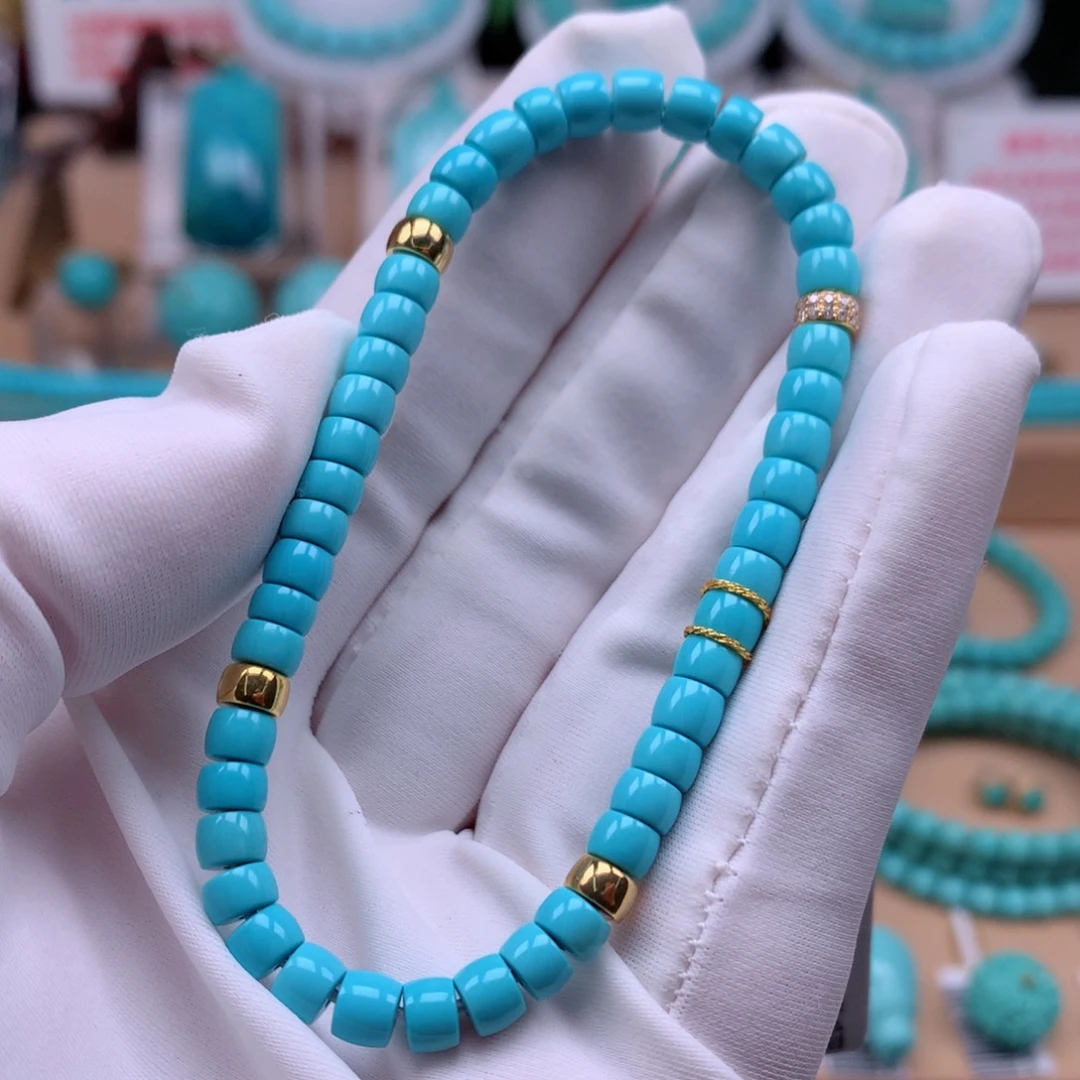 绿松石18K金镶嵌珠宝奇石5mm