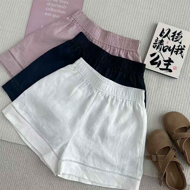 新款韩版百搭修身显瘦时尚松紧腰阔腿休闲短裤顺B032-