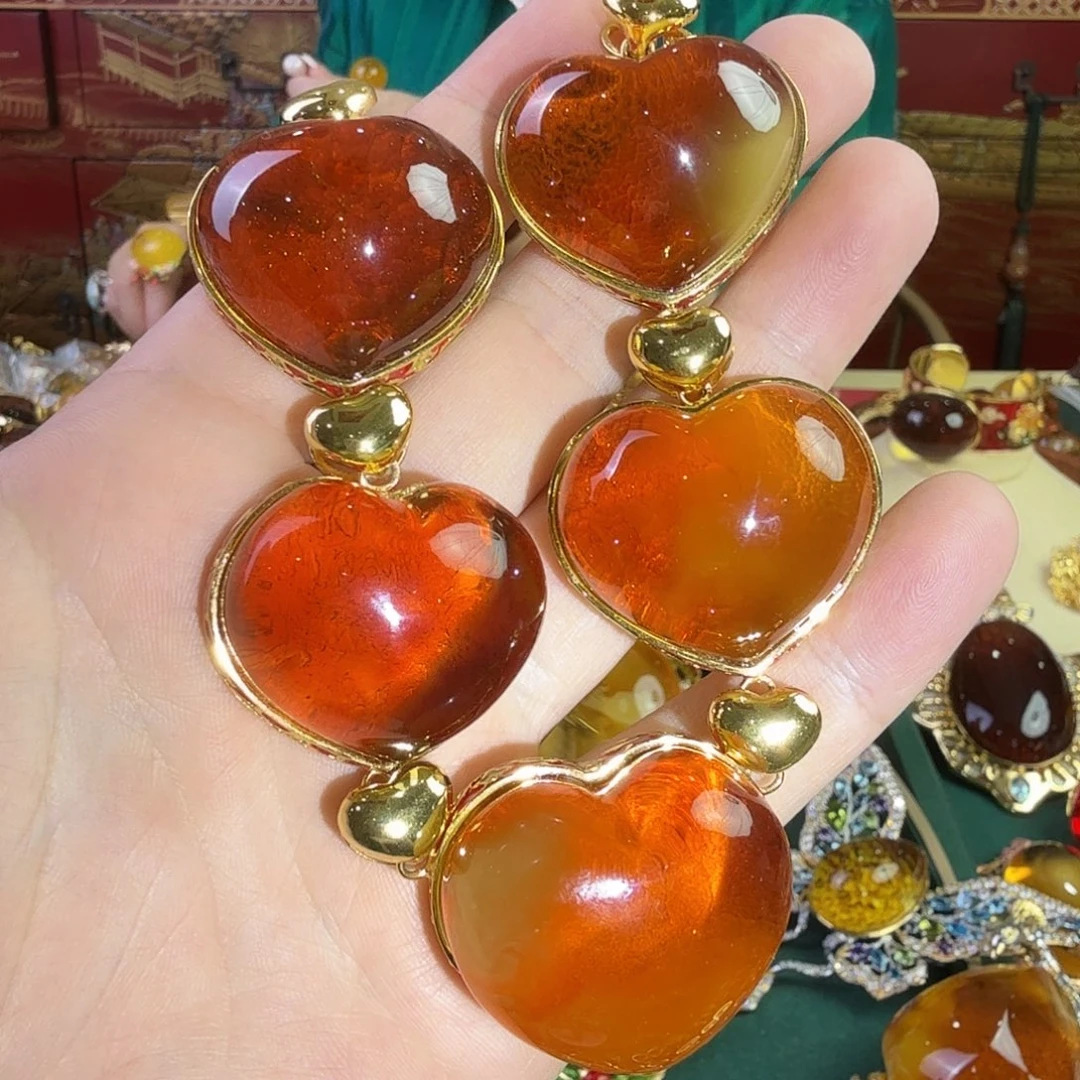 可***爱蜜蜡银S925镀金镶嵌吊坠(赠链)