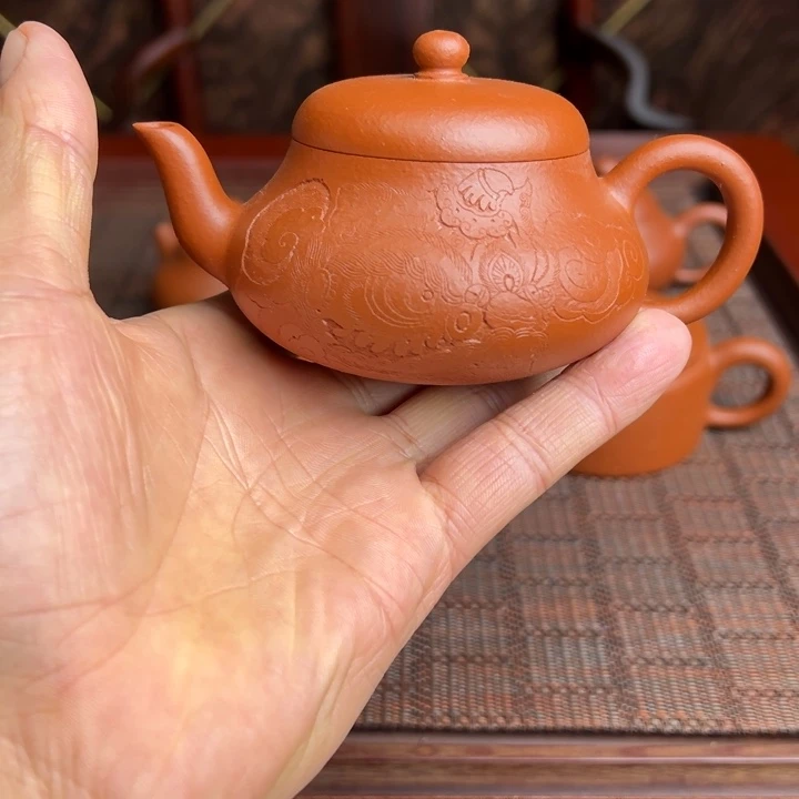 紫砂茶壶黄龙山朱泥、生砂半手工