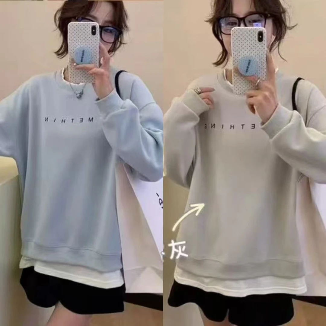 商尔5600假两件蓝灰色卫衣