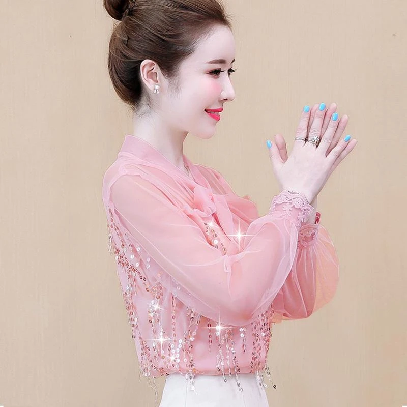 春秋装女2025新款秋季上衣服洋气气质蝴蝶结雪纺衬衫时尚潮流超仙