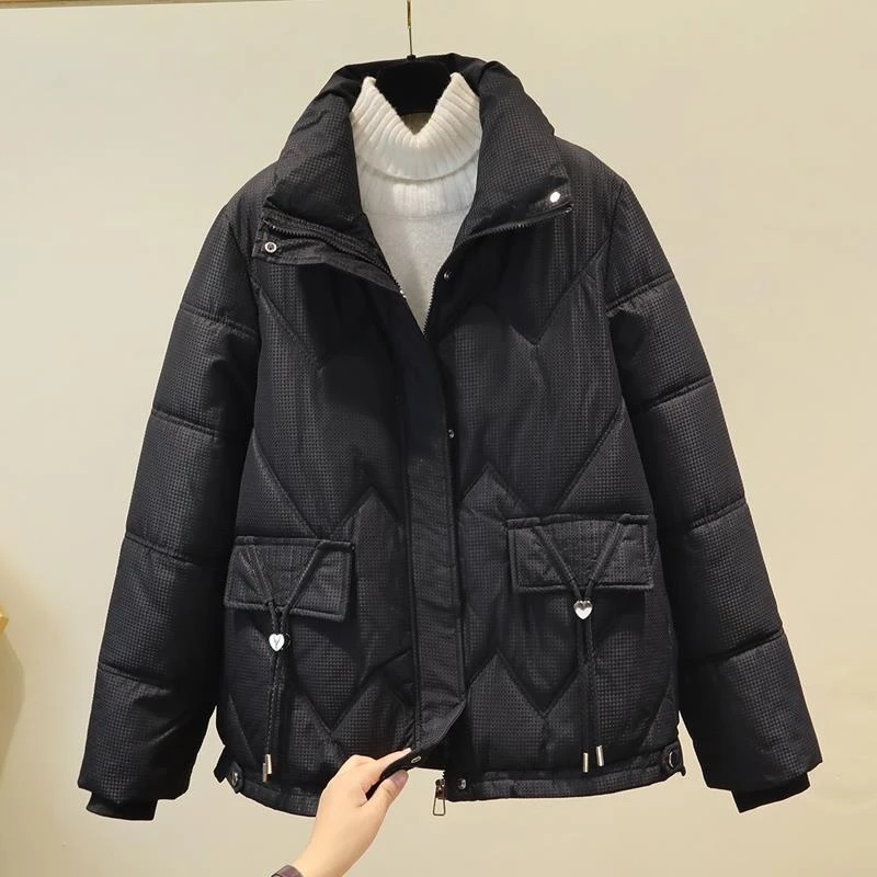 羽绒棉服女冬季短款2024新款小个子棉衣女宽松加厚立领棉袄外套潮