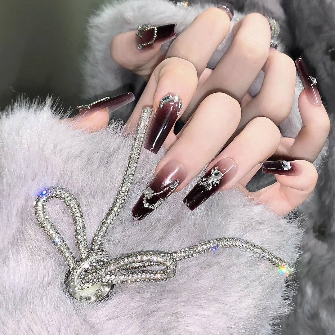 【花束】纯手工穿戴甲爆款重工美拉德美甲高级感显白美甲穿戴甲片