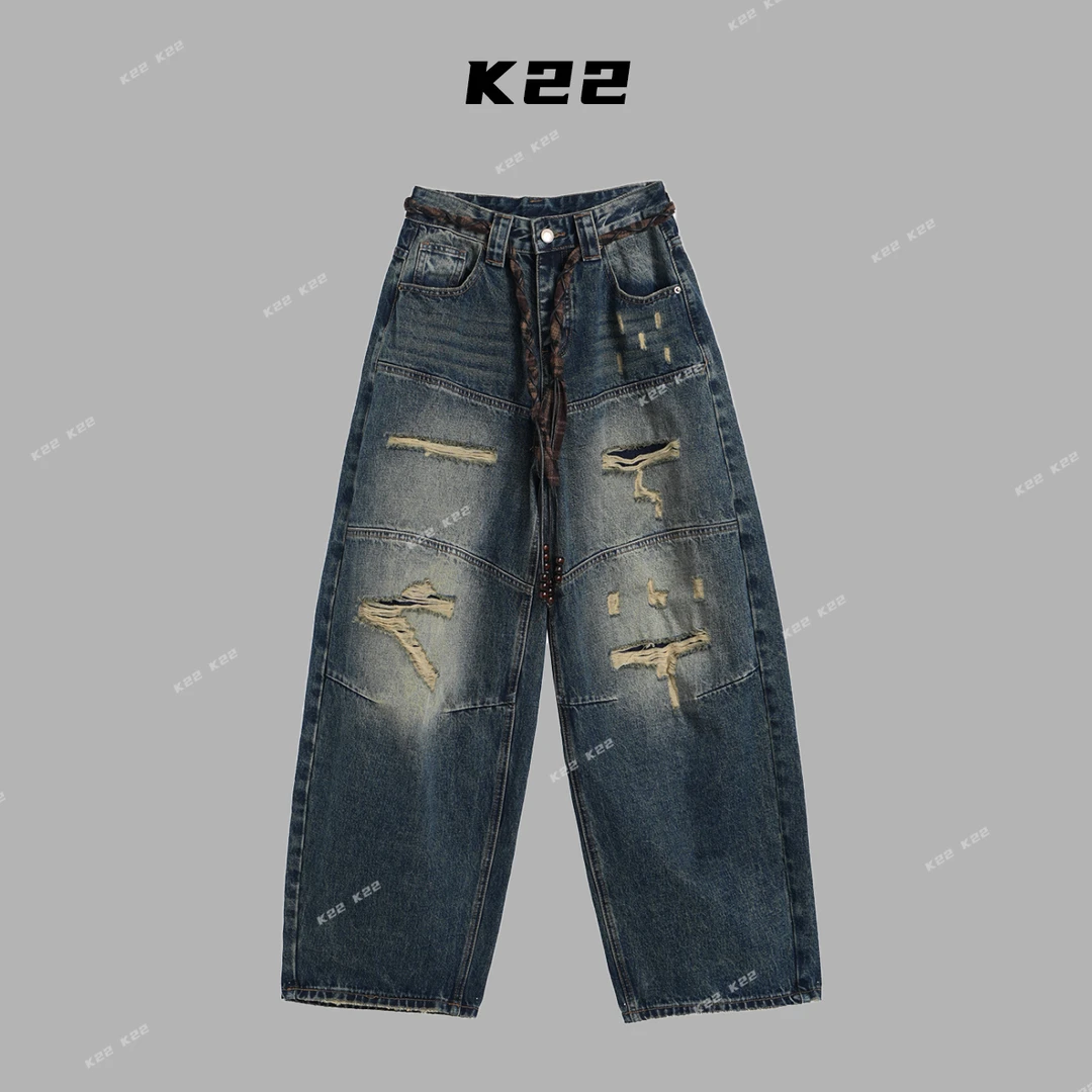 K22｜“Z77213”轻奢牛仔没有中间商-中高腰弯刀堆堆裤