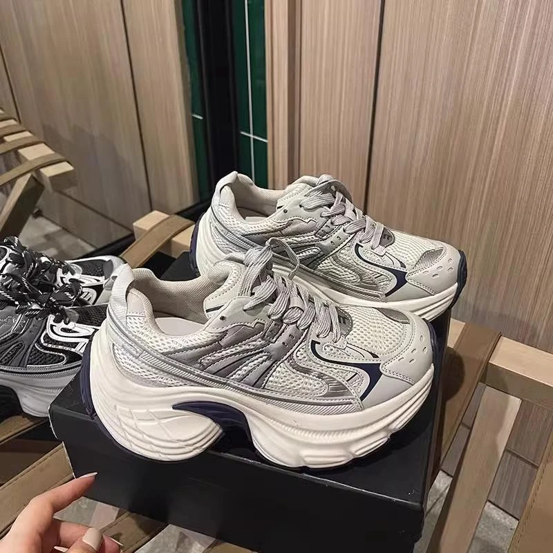 欧货炸街爆款巴黎厚底老爹鞋女2025春季热新款网面透气休闲运动鞋