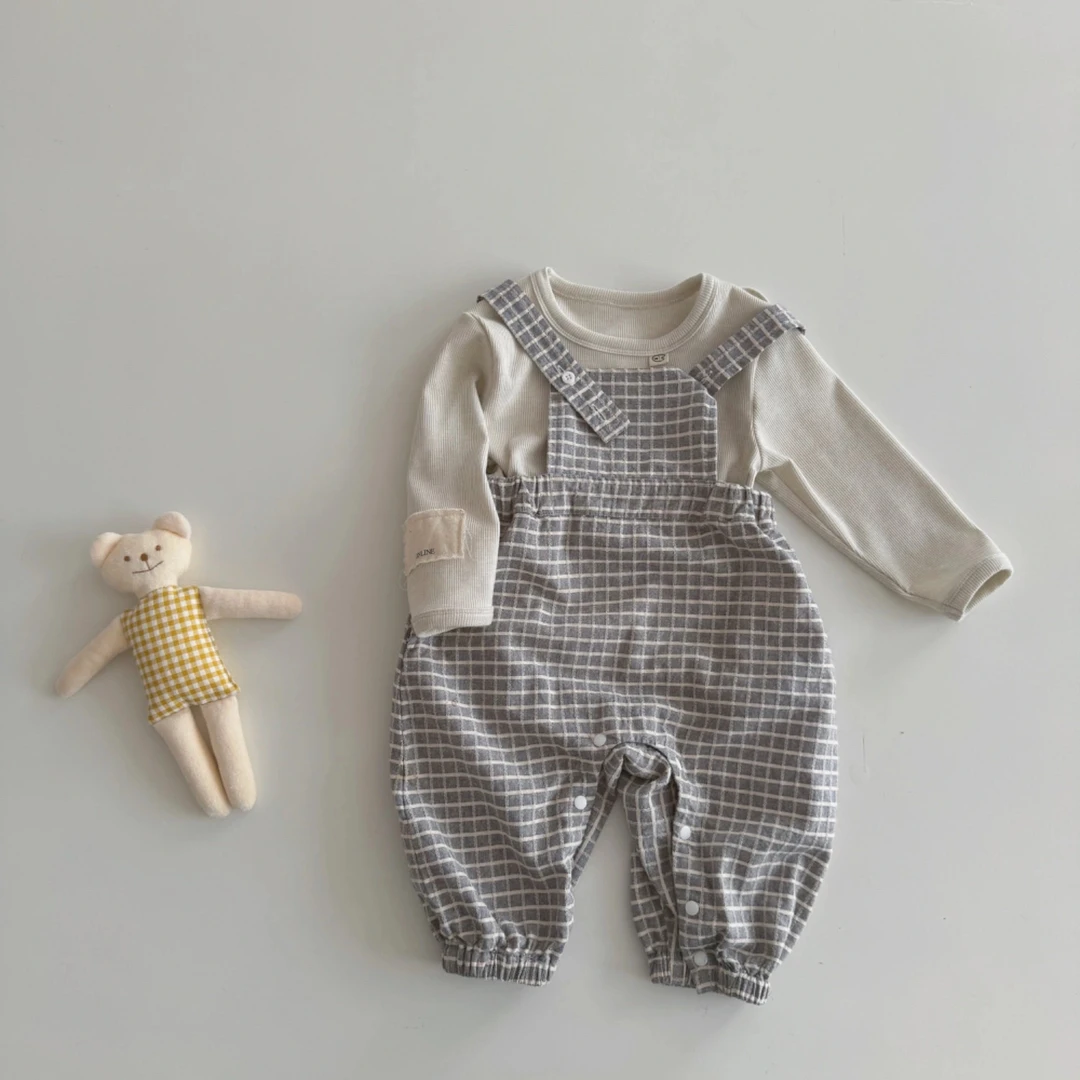 NG1625格子背带爬服套装 no退换