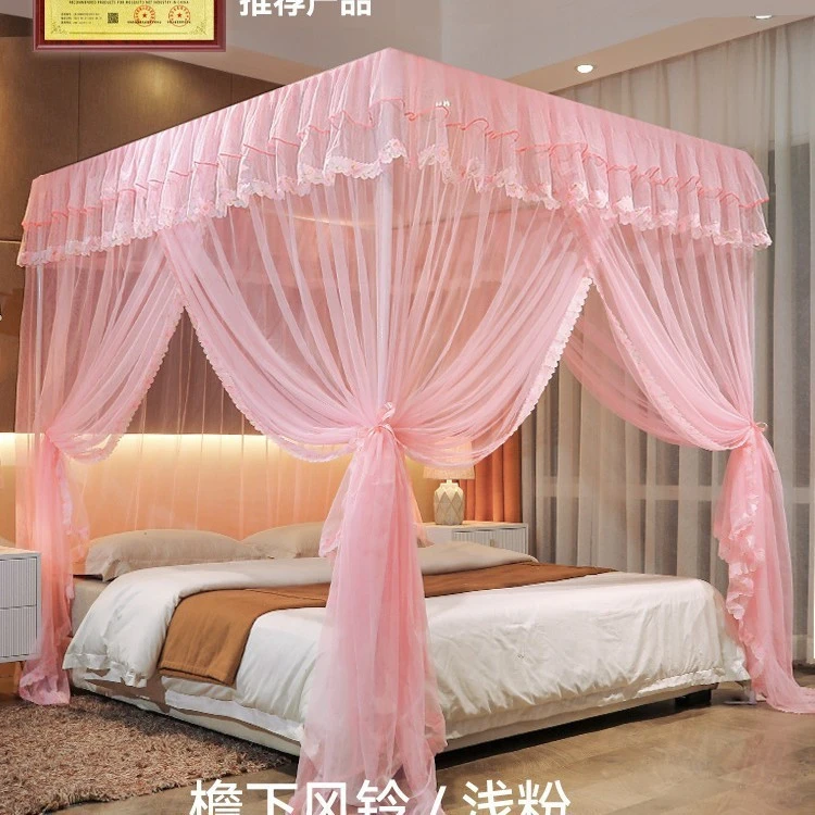 三开门落地1.2m1.5宫廷床一整套烤漆1.8支架帐蚊帐成人家用双人床