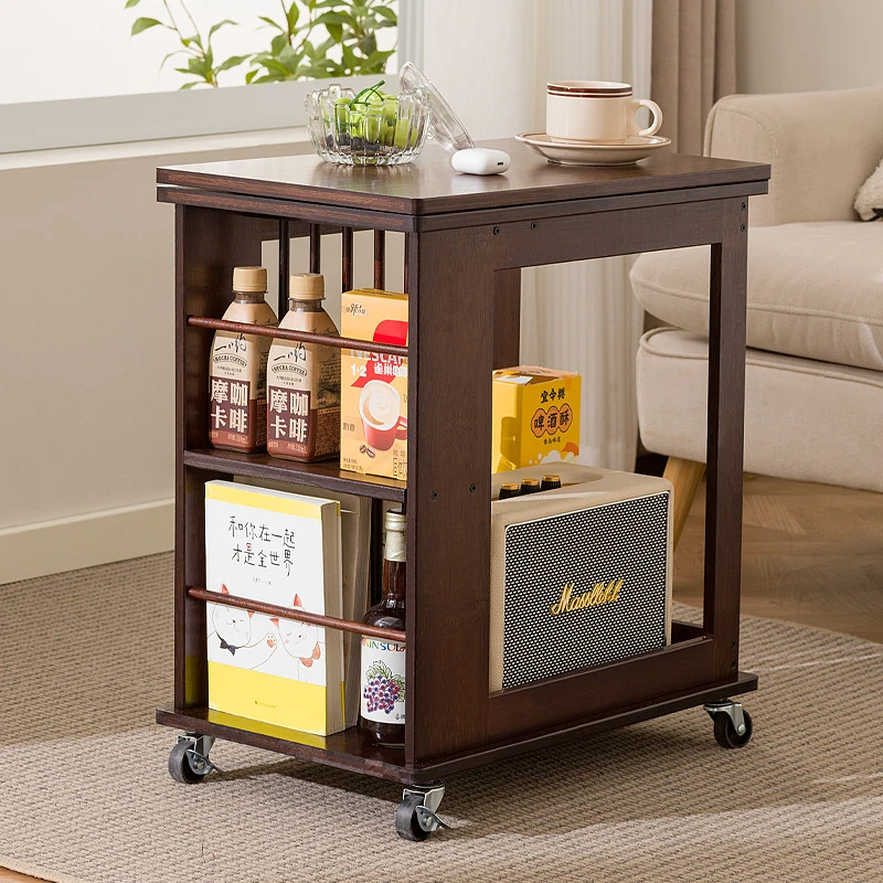 移动边几茶几客厅沙发边柜阳台小推车折叠简约多用途桌中古小桌子