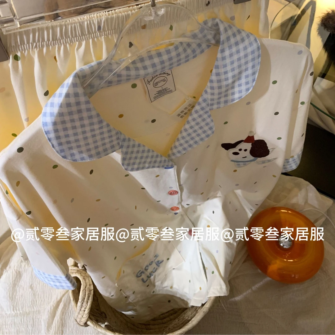 【波点小狗】日系可爱卡通狗狗睡衣少女风夏季短袖短裤可外穿家居服