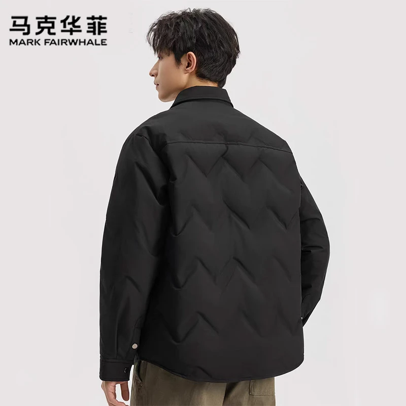 【国标90绒】马克华菲轻薄羽绒服新款通勤保暖黑色夹克外套羽绒衬衫