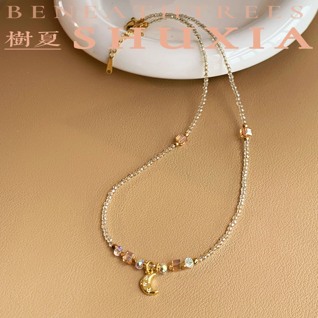 钛钢项链 SHUXIA 樹夏 【月亮】白月光串珠设计感小众颈链女 E1-055