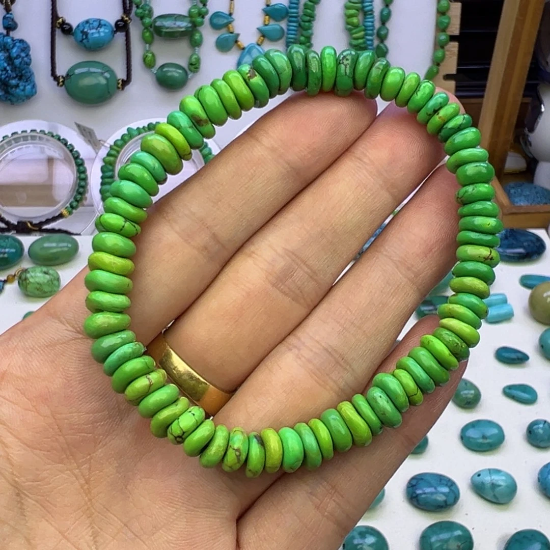 菜籽绿玉化藏扣手串