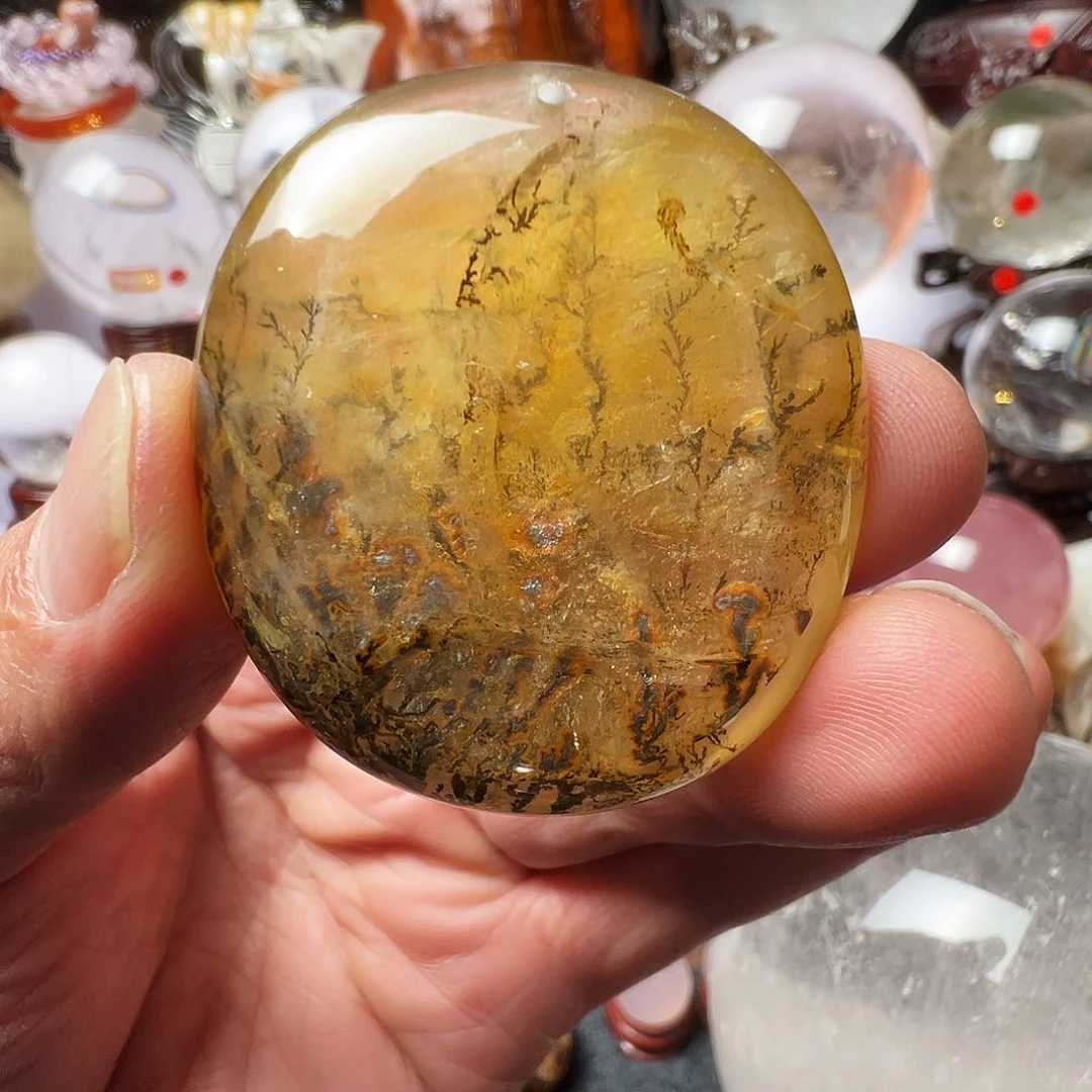 水晶颈饰未镶嵌天然软锰矿发财树毛衣链