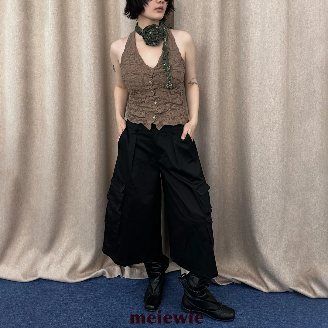 Gemini 买手店 meiewie 挂脖设计感吊带修身短款无袖背心女外穿