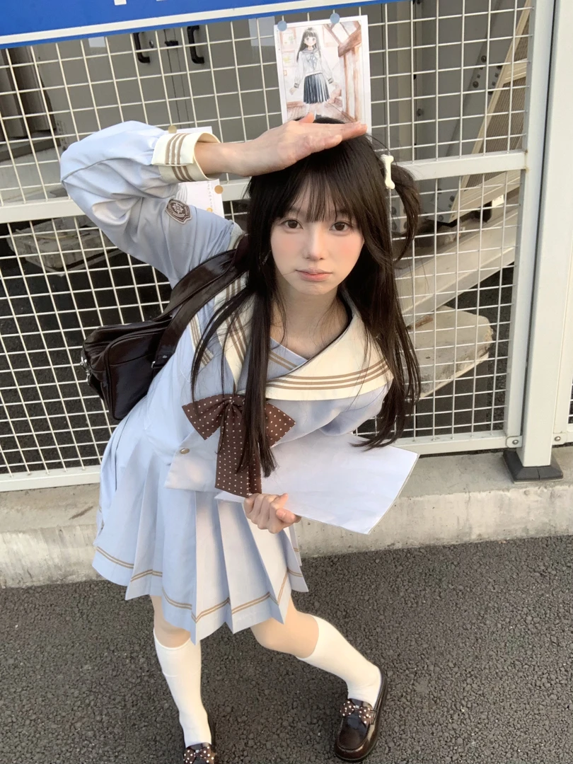 【山栀海盐】栀枝兔jk山栀海盐水手服淡蓝色